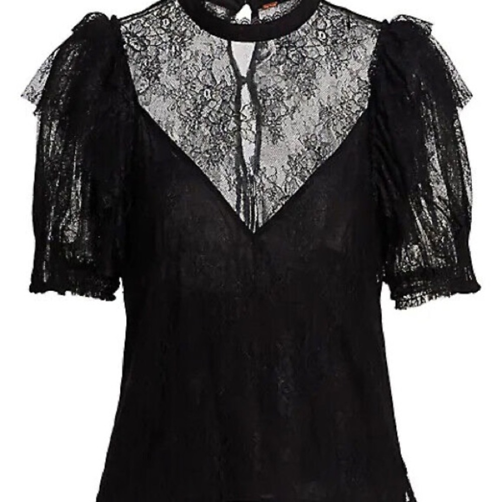 Free People Black Lace Top - Size XS